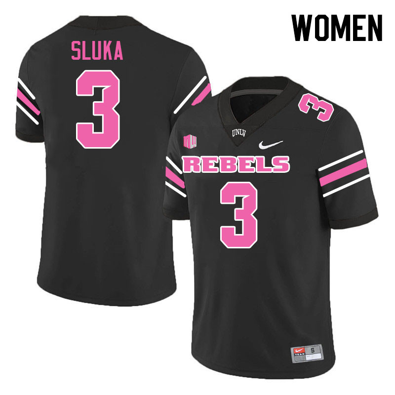 Women #3 Matthew Sluka UNLV Rebels College Football Jerseys Stitched-Black